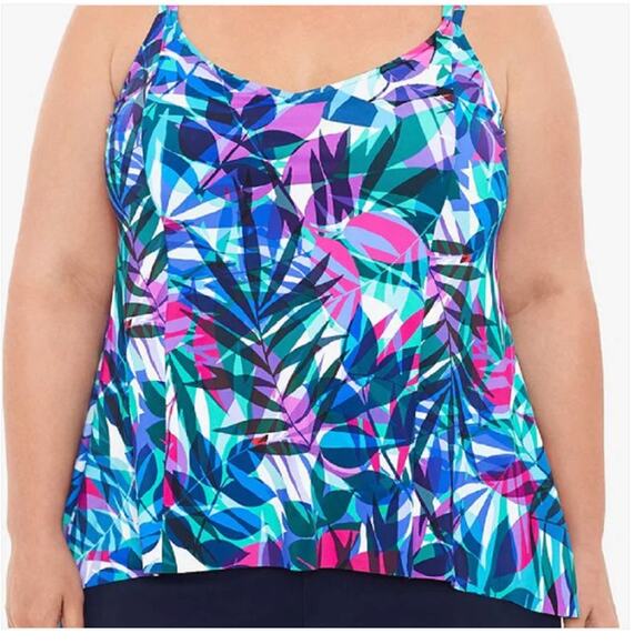 Swim Solutions Princess-Seam High-Low Swim Floral Tankini Prism Multi 20W - Picture 3 of 5